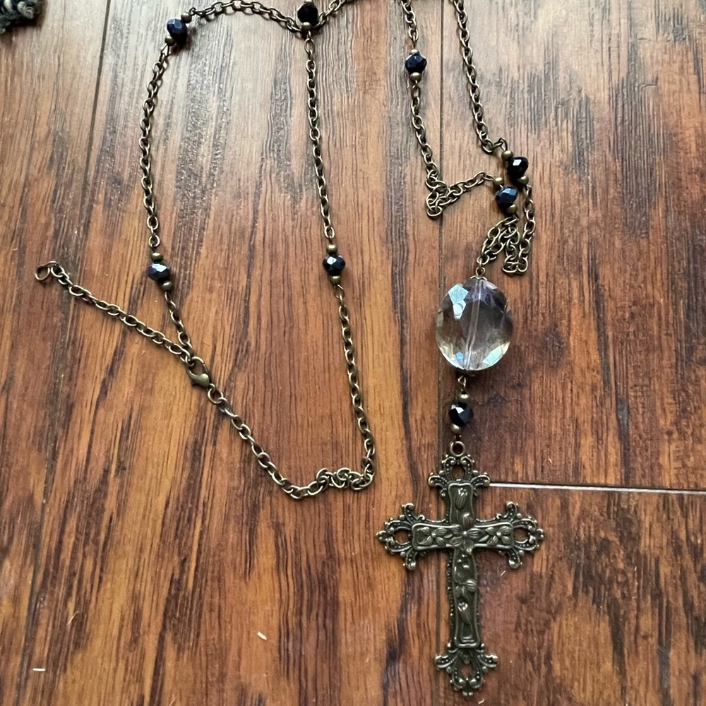 Super cute adjustable cross necklace with beads